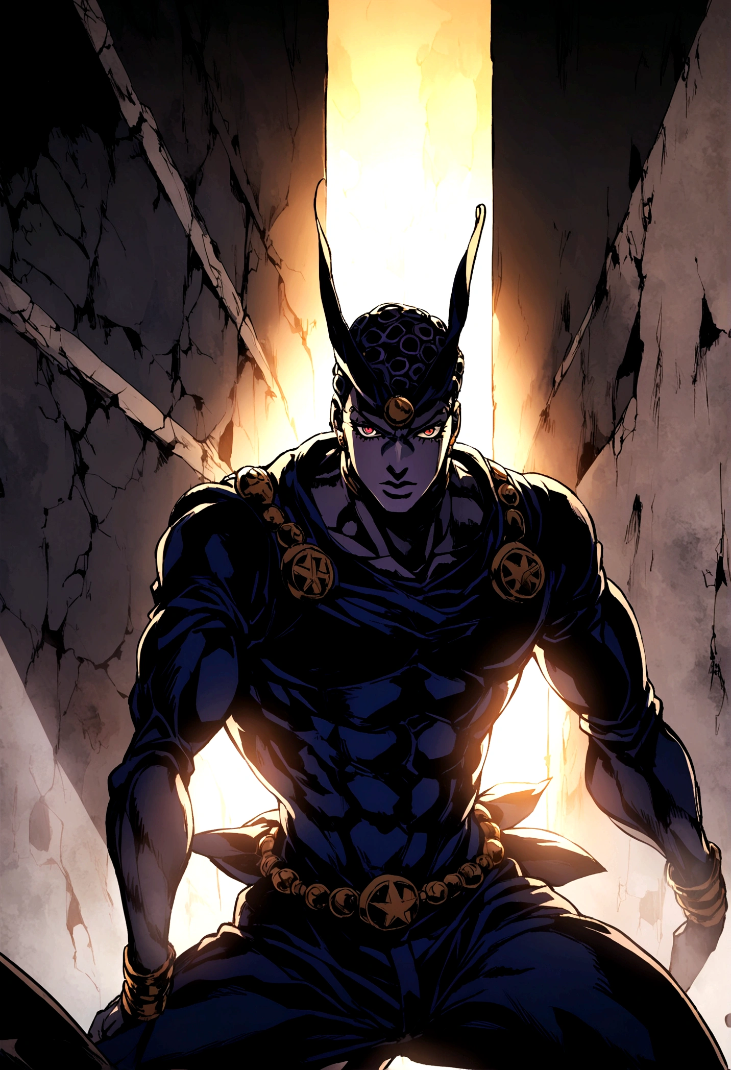 a skill stand from jojo's bizarre adventure in black and dark color