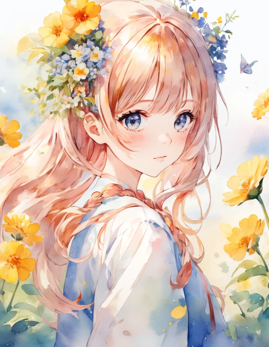 Absurd、High resolution、Super detailed、(One girl:1.3)、Cute BREAK
、Watercolor style、Soft blending、Dreamy wash、delicate textures、Anime girl with flowers in her hair、Beautiful Animeのポートレート、Beautiful Anime、Beautiful Animeのアートワーク、Beautiful Animeの女の子、Beautiful Animeのアート、Beautiful Animeのスタイル、Anime Girl Profile、goddess of spring、Anime illustrations、ソフトなAnime illustrations、Beautiful Animeのアート スタイル、Watercolor styleイラスト、Simple Background、Cute Anime Girlのポートレート、Anime Girl Portrait、Cute Anime Girl、Watercolor style、