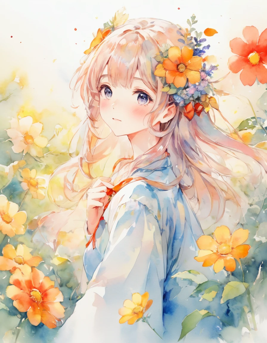 Absurd、High resolution、Super detailed、(One girl:1.3)、Cute BREAK
、Watercolor style、Soft blending、Dreamy wash、delicate textures、Anime girl with flowers in her hair、Beautiful Animeのポートレート、Beautiful Anime、Beautiful Animeのアートワーク、Beautiful Animeの女の子、Beautiful Animeのアート、Beautiful Animeのスタイル、Anime Girl Profile、goddess of spring、Anime illustrations、ソフトなAnime illustrations、Beautiful Animeのアート スタイル、Watercolor styleイラスト、Simple Background、Cute Anime Girlのポートレート、Anime Girl Portrait、Cute Anime Girl、Watercolor style、