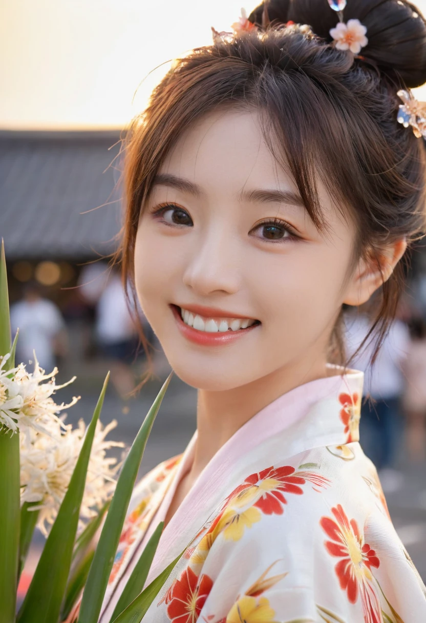 (((Regular dressing:1.5))),(Surreal), (High resolution), (8K), (Very detailed), (Best illustrations), (Beautifully detailed and sparkling eyes), (Highest quality), (Very detailedな), (masterpiece), (wallpaper), (Detailed face), (Beautiful smile)、(Beautiful expression)、(((((One female:1.2)))))、Looking into the camera、((Glamorous Body))、(((Japanese、Reality、Beautiful Posing、Sexy gestures、Kenrokuen Garden、Japanese garden、Beautiful kimono、National treasure-class kimono,Thick kimono:1.5)))