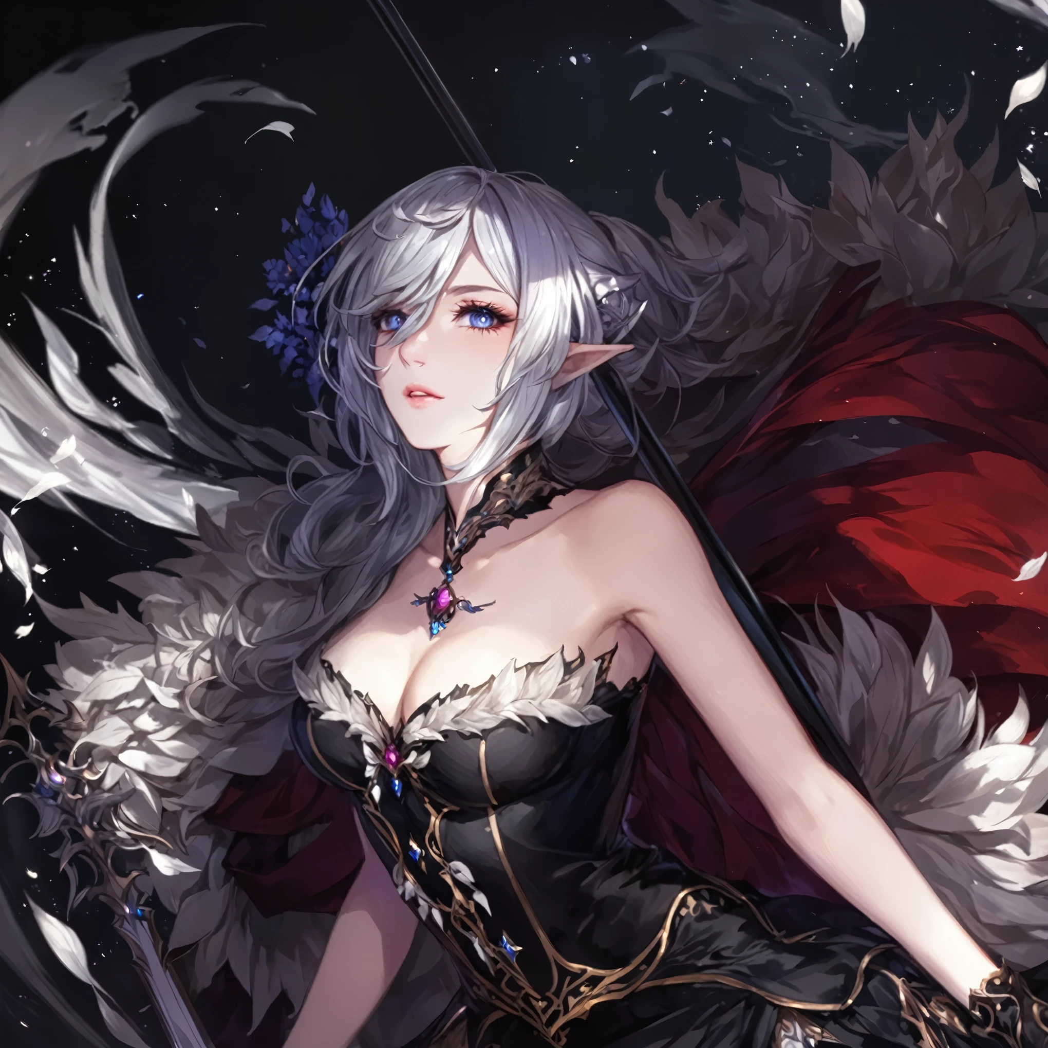 masterpiece, best quality, Fantasy aesthetics, Highly detailed, shadowverse style, female elf