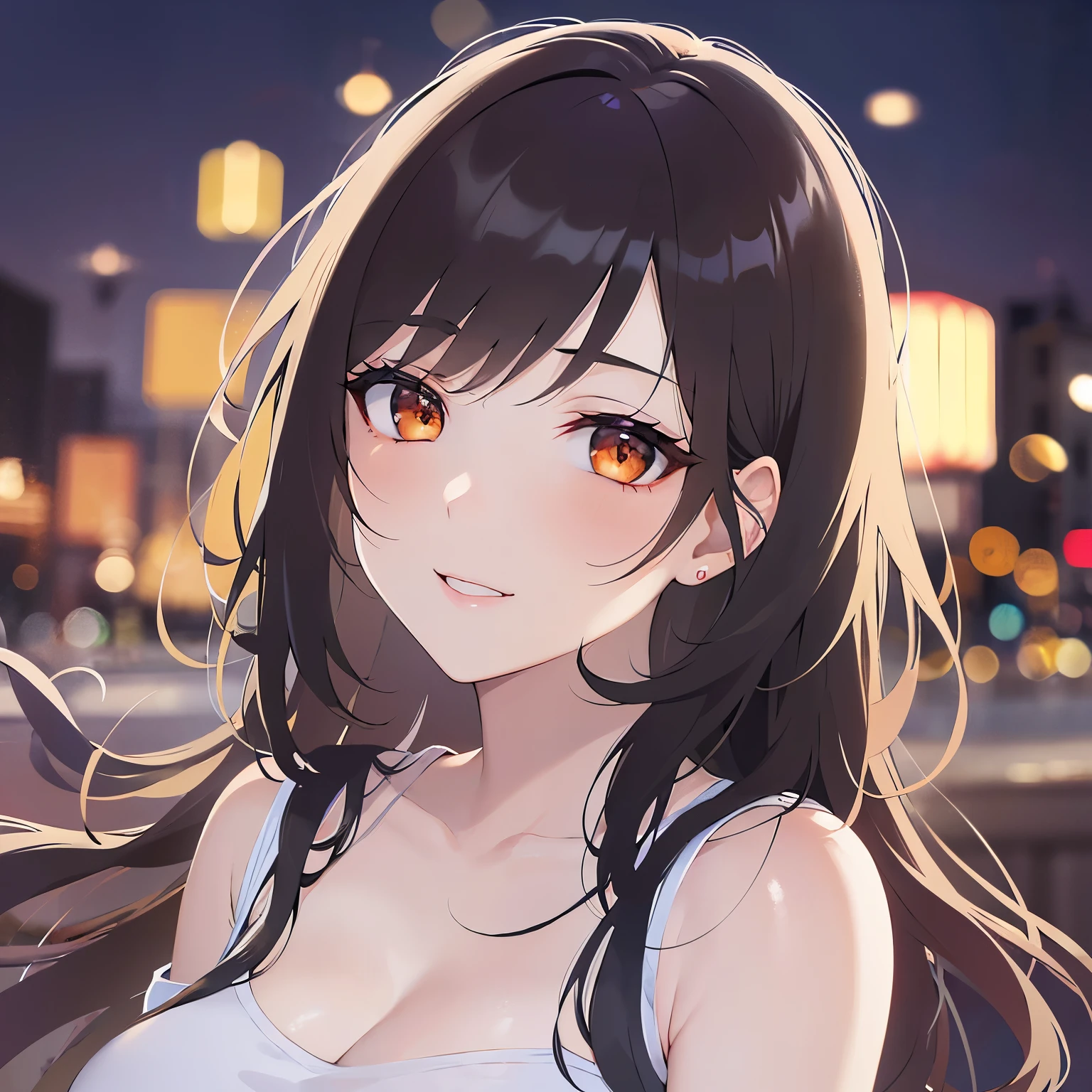 lookin at viewer,full Body, Looking up、head tilt、
Realistic, real person, (pale skin: 1.2), RAW photo, photorealistic, shiny skin, shiny hair、
(A 25-year-old woman with bob hair and bangs) and (wavy hair) and (brown hair) and (Orange Eyes)、(white) and (T-Shirts)、Cleavage、
smile,Midnight in the Park、Night Sky