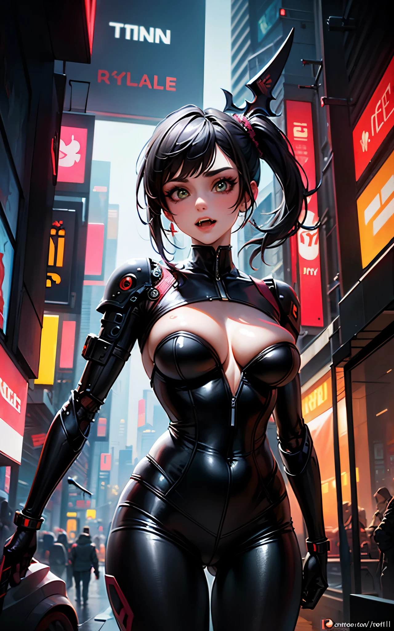 (Irina Shayk:DuaLipa) Dark_Fantasy, Cyberpunk, (Fang Tian Painting Halberd, White Horse, Red: 1.1), 1 woman, Mechanical Marvel, Robot Existence, Cybernetics Guardian, Beauty (Nsfw)