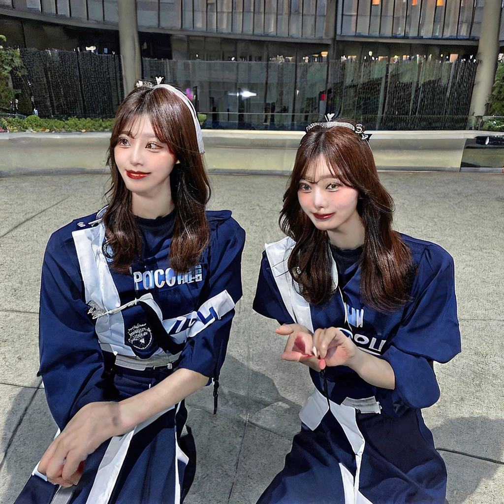 two policewomen are handcuffing a beautiful nun