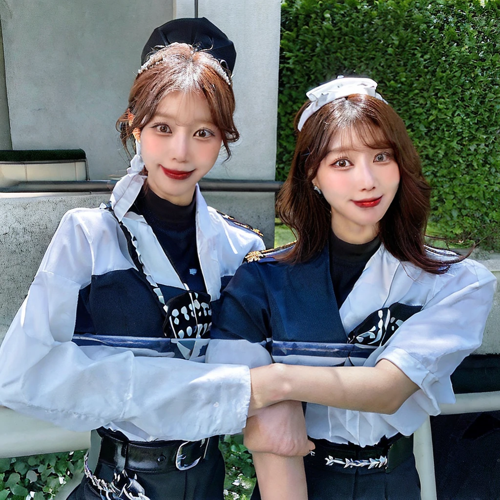 two policewomen are handcuffing a beautiful nun