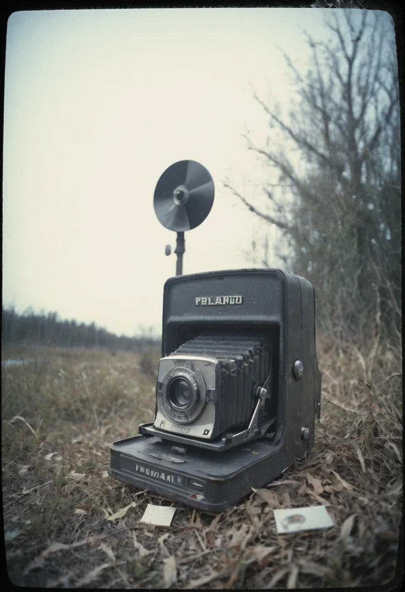 side view, attitude, small pellets, Polaroid, vintage 35mm, Very realistic old photos, Old Cameras, heavy shading, Creepy, horror, An evil force that dominates the local population., island, tundra, death