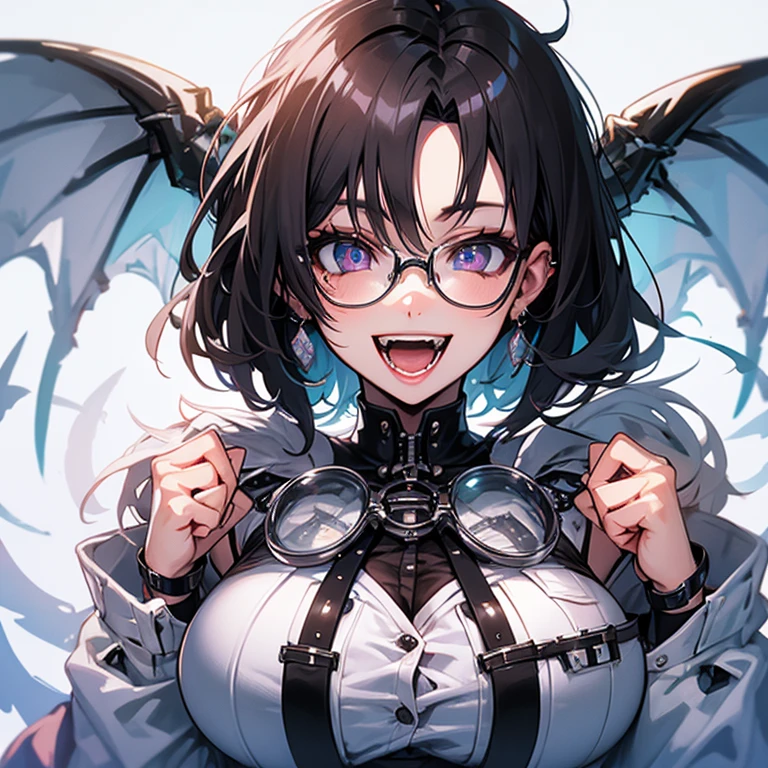 Highest quality,Highest Resolution,sexy,Short Bob,Very beautiful eyes,smile,Big Breasts,whole body,Glasses,Black Hair