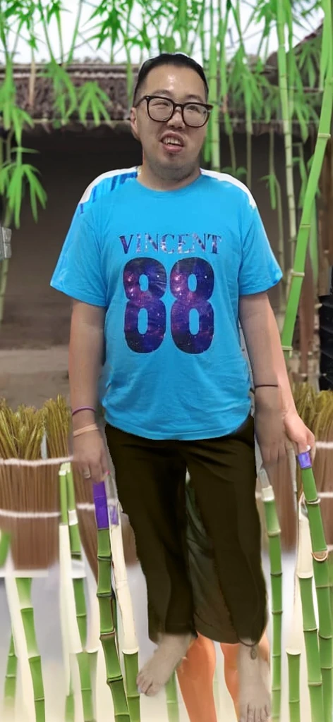 Change the background to a green bamboo farm