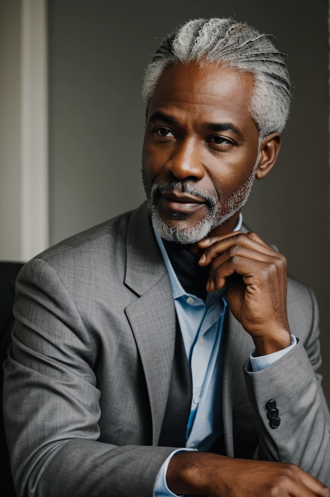 Grey haired educated black man 