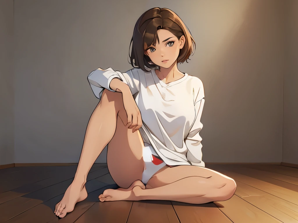 The lower half of the body is white low rise panties