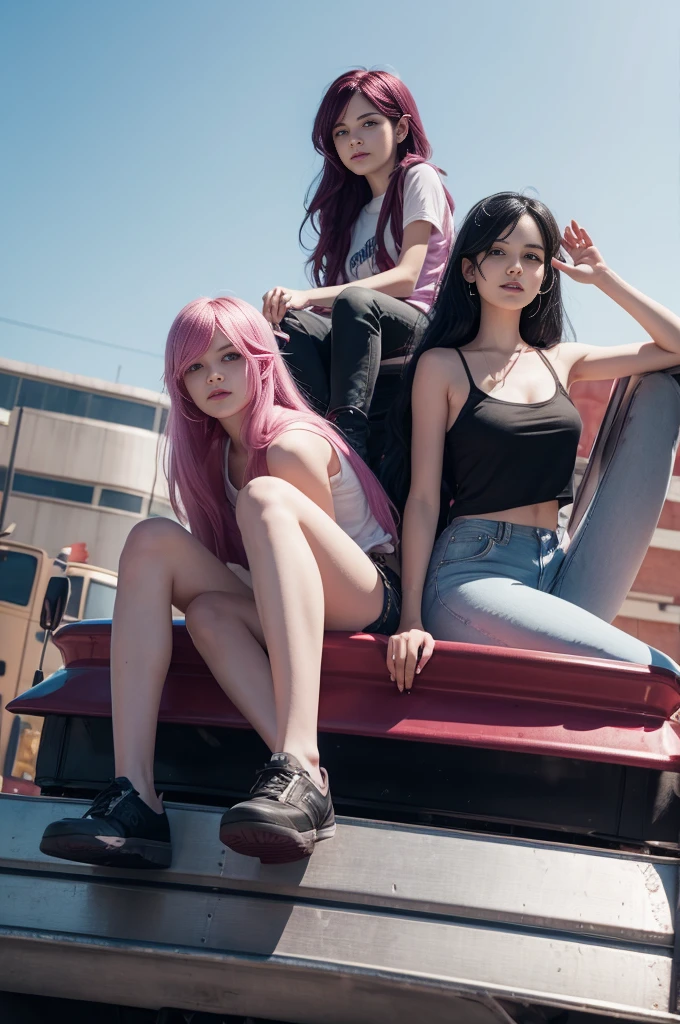 Princess Bubblegum and Marceline on top of a truck