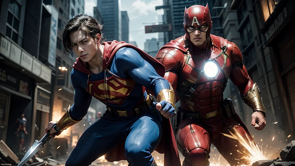 CREATE IMAGES WITH SUPER HEROES WITH WEAPONS