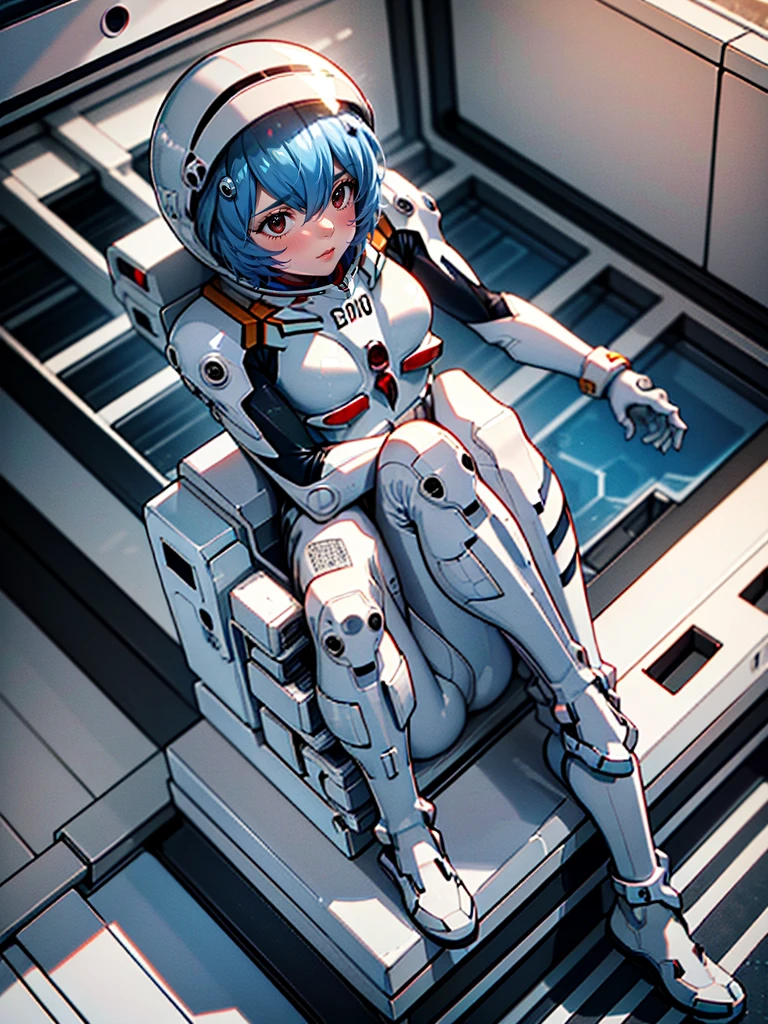 ((Highest quality, 8k wallpaper)),(masterpiece, Highest quality),Very detailed,High resolution,(Official Art:1.3),(((Anime screenshots,Black outline))),One girl,alone, Break mer1,(Rei Ayanami {Neon Genesis Evangelion,}1.2),masterpiece, best quality, outdoor, 1girl, Solo,red eyes,short hair,blue hair, (White plug suit:1.4), skin tight,(backlight, shaded face, cross-eyed, rolling eyes, empty eyes, jitome, raised eyebrows, one eye closed:1.3),(((Covered in sweat, Mass sweat, Sweating profusely,steam,space helmet:1.7))), (((fighting stance, knees together feet apart, leaning forward, holding own arms, bent legs:1.8))),(((独奏, cowboy shot:1.7))), 