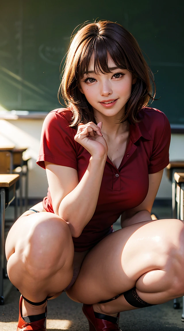 ((masterpiece)),((Highest quality)),Absurd,, One girl, One boy, Squatting cowgirl, throw, , Exposed panties, , (classroom:1.1), sunlight, , (Half-closed eyes:0.4), (Part your lips:1.4), (Red nose:1.2), A light smile, (Nervous),