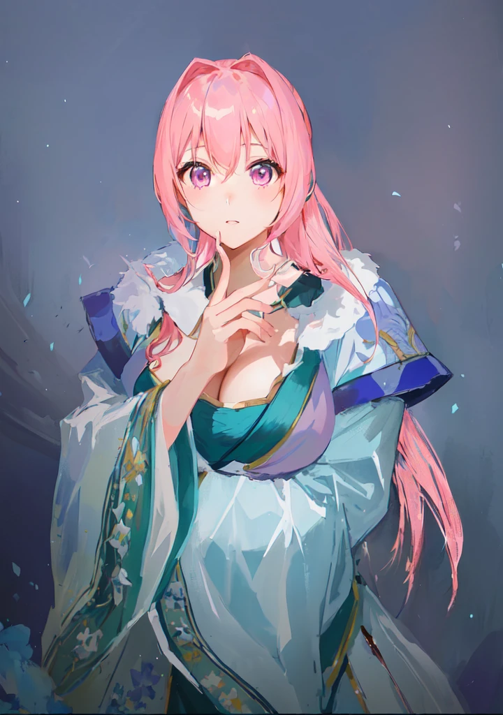 Pink Hair、Anime girl in blue dress poses for photo, Pink ponytail hair and pink eyes, Produced in collaboration with Anime Painter Studio, In the anime painter studio, Portrait of the Knights of the Zodiac, Sonison,超级Sonison, pixiv 3dcg, 穿着漂亮裙子的cute动漫女孩, Pixiv competition winner, Digital Art on pixiv,Three Kingdoms。Three Kingdoms志,中Chinese style,Chinese style,antiquity,Three Kingdoms无双,,Huge breasts,Good shape,cute