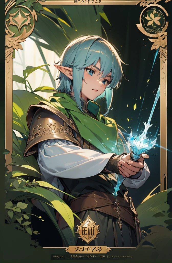 masterpiece, best quality, ultra high resolution, 1boy, elven armor, male, fantasy illustration, elf, pointy ears, older man, art by Kinema Citrus