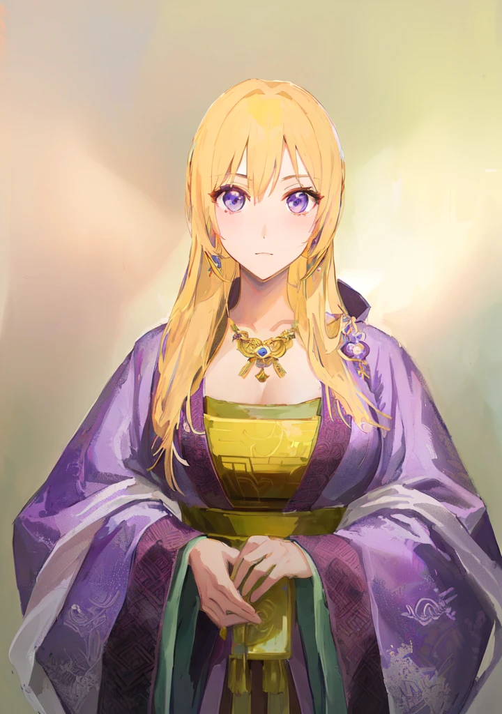Wearing a purple robe、Cartoon image of a woman holding a bowl, ((Beautiful fantasy queen)), Produced in collaboration with Anime Painter Studio, Anime Goddess, Artoria Pendragon, Portrait of the Knights of the Zodiac, elfic priestess, ((Wearing noble robes)), Anime style like fate/overnight, Beautiful fantasy queen, In the anime painter studio,Three Kingdoms,Three Kingdoms志,Chinese style,antiquity,Hanfu,,Huge Breasts,Good shape,Royal sister,Purple Eyes