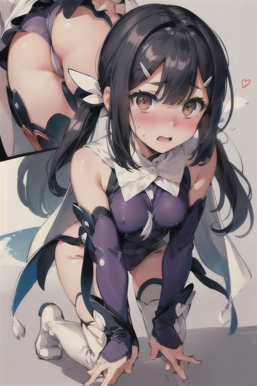 , nsfw,hentai,perfect anatomy,perfect human structure,(masterpiece:1.4),(best quality:1.4),(high resolution:1.4), ultra detailed,Beautiful and detailed eyes,8K,detailed beautiful face and eyes,super beauriful and detailed hair,super detailed skin,(beautiful and cute:1.4) , expressive eyes, perfect face, perfect body, scene, miyumagirl,miyu edelfelt, 1girl, black hair, brown eyes, hairclip, bangs, twintails, long hair, cape, detached sleeves, hair ornament, magical girl, purple leotard, thighhighs, boots, magical scenery, magical girl pose, (embarrassed,blush:1.3),sexy,hentai,erotic,steam,