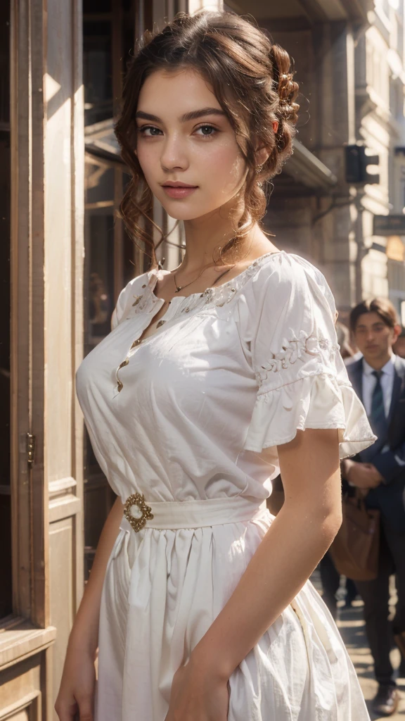 beautiful maiden. YOUNG. Present as a logo for a gourmet store