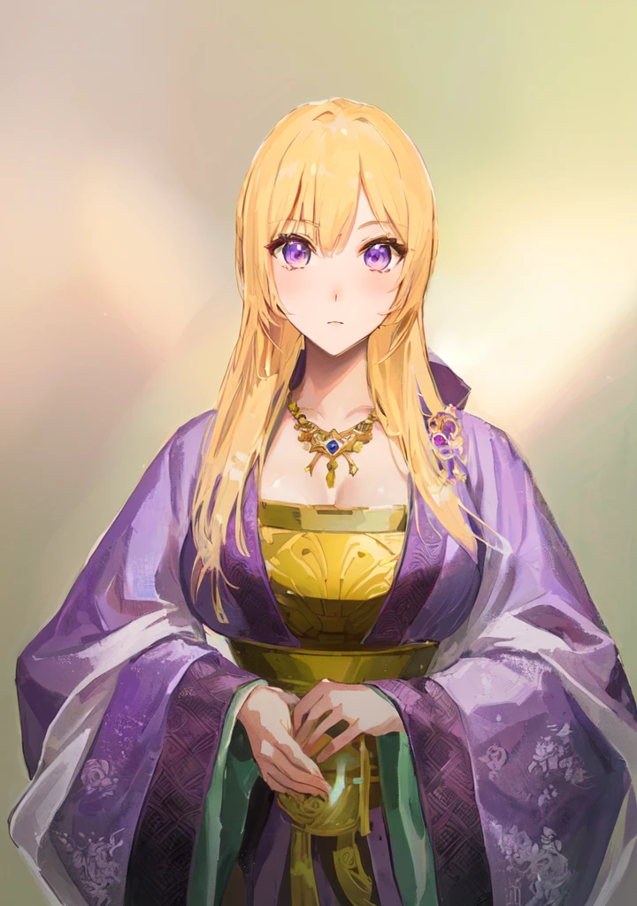 Wearing a purple robe、Cartoon image of a woman holding a bowl, ((Beautiful fantasy queen)), Produced in collaboration with Anime Painter Studio, Anime Goddess, Portrait of the Knights of the Zodiac, elfic priestess, ((Wearing noble robes)), Anime style like fate/overnight, Beautiful fantasy queen, In the anime painter studio,Three Kingdoms,Three Kingdoms志,Chinese style,antiquity,Hanfu,,Huge Breasts,Good shape,Royal sister,Purple Eyes,Celluloid