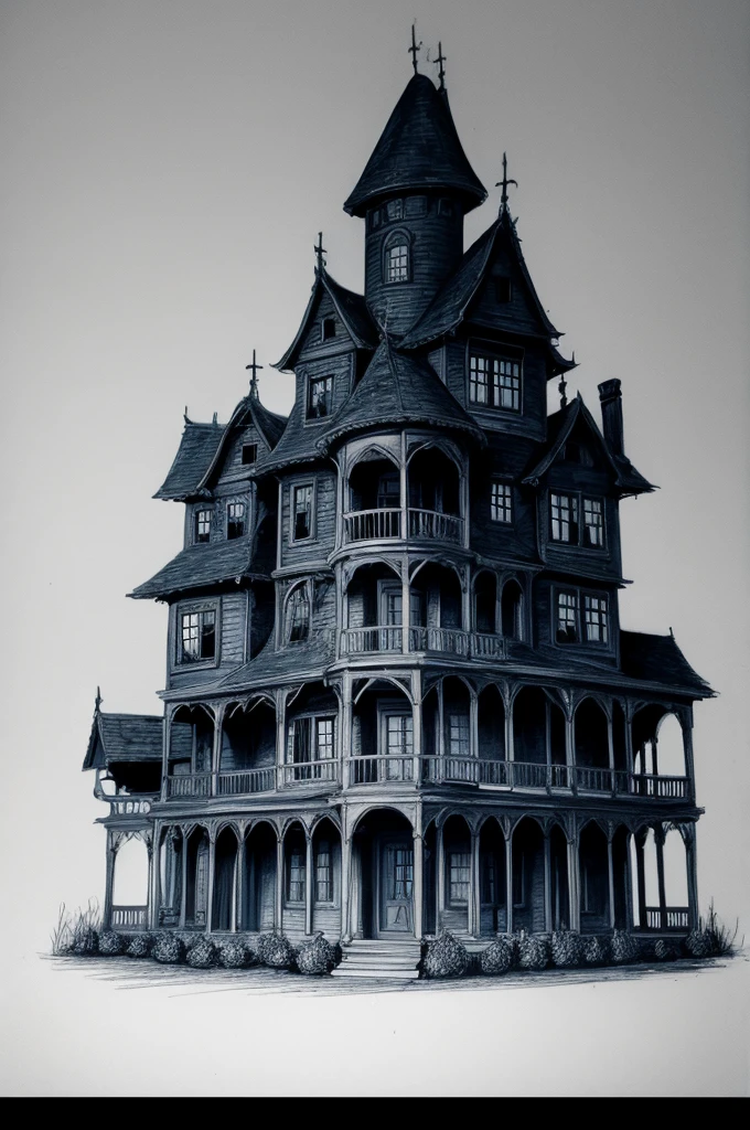 haunted house drawing 