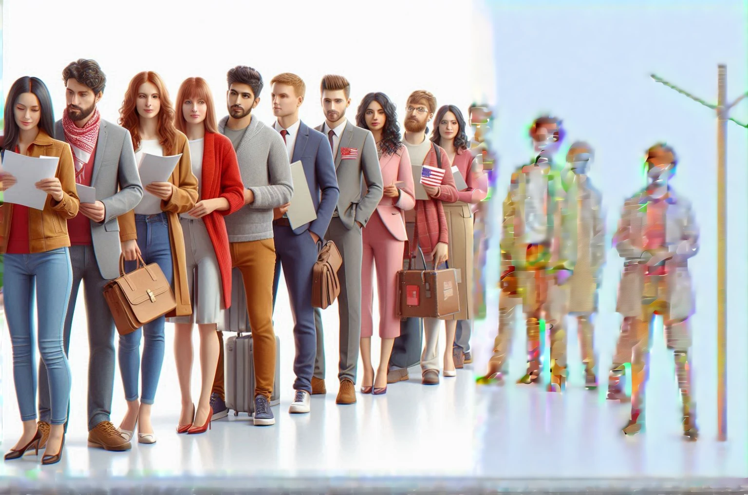people stand in line
