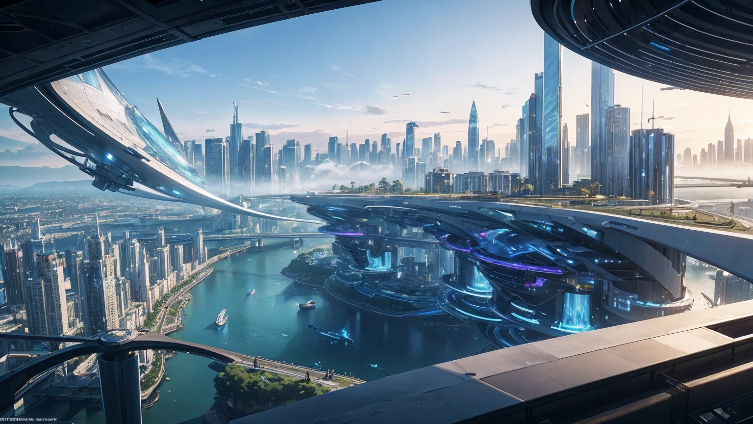 (Best quality,4K,8K,A high resolution,Masterpiece:1.2),Ultra-detailed,(Realistic,Photorealistic,photo-realistic:1.37),Futuristic floating city,Futuristic technology,Huge urban high-tech tablet platform,Airship,Floating in the sky,Futuristic city,Small airships around,High-tech hemispherical platform,Colorful lights,Advanced architecture,modernn architecture,skyscrapper,Access the cloud,Scenic beauty,view over city,Impressive design,Blend seamlessly with nature,energetic and vibrant atmosphere,Futuristic transportation system,Parking is suspended,Transparent path,Lush greenery,Sky gardens,cascading waterfalls,Magnificent skyline,reflections on the water,Sparkling river,Architectural innovation,futuristic skyscrapers,Transparent dome,The shape of the building is unusual,Elevated walkway,Impressive skyline,Glowing lights,Futuristic technology,Minimalist design,Scenic spots,Panoramic view,Cloud Piercing Tower,Vibrant colors,epic sunrise,epic sunset,Dazzling light display,magical ambiance,The future city,Urban Utopia,LuxuryLifestyle,Innovative energy,sustainable development,Smart city technology,Advanced infrastructure,Tranquil atmosphere,Nature and technology live in harmony,Awesome cityscape,Unprecedented urban planning,Architecture connects seamlessly with nature,High-tech metropolis,A cutting-edge engineering marvel,The future of urban living,Visionary architectural concept,Energy-efficient buildings,Harmony with the environment,A city floating above the clouds,Utopian dreams become reality,The possibilities are endless,State-of-the-art transportation network,Green energy integration,Innovative materials,Impressive holographic display,Advanced communication system,Breathtaking aerial view,Quiet and peaceful environment,Modernist aesthetics,Ethereal beauty