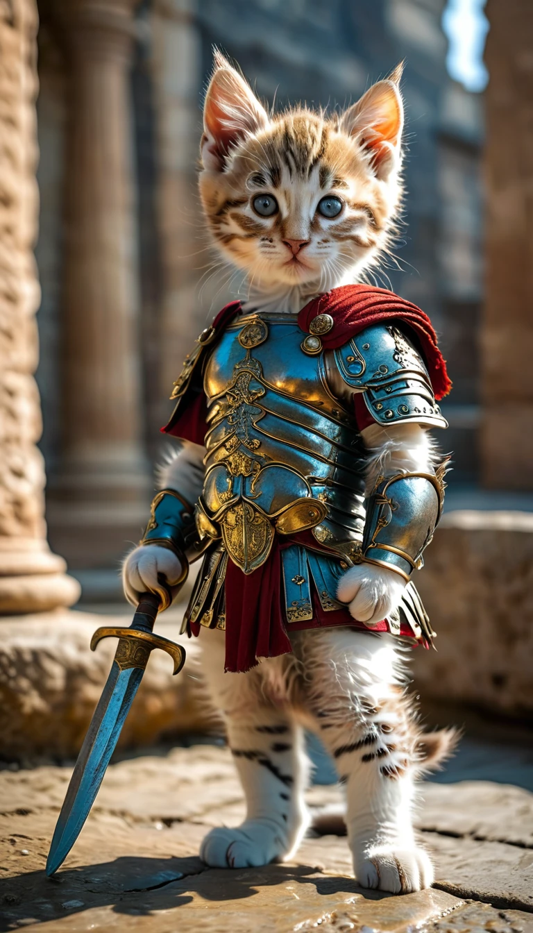 Roman period Kitten Warrior Full Body Shot Looking this way