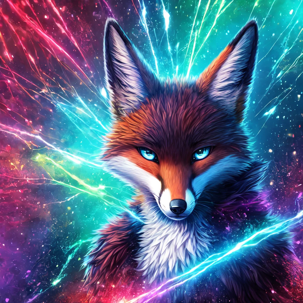 extremely detailed fox with semi-polygonized body,
static background