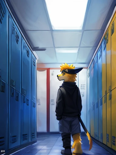 ((yellow dog Naruto headband, Naruto yellow dog, Naruto as a yellow dog anthropomorphic inside of a school locker room ,))), looking a t viewer, big chest, day,, sensual, detailed, uploaded to e621, beautiful and detailed p ortrait of an anthropomorphic, (((male))) u ploaded to e 621, zaush, foxovh, movie ligh ting, thicc, al one, detailed, 8k res, hires, de tailed eyes, g ood anatomy, good perspecti ve, towards vi ewer, bebebebebe, by sic klyhypnos, by gerkk, by orf, nice hands, per fect hands, ha ppy, romantic, ray tracing hting, rtx on, B Bebebebebe, by SpiritD, by KOBITOWANI, best quality, masterpiece, p erfect anatomy, detailed picture)),