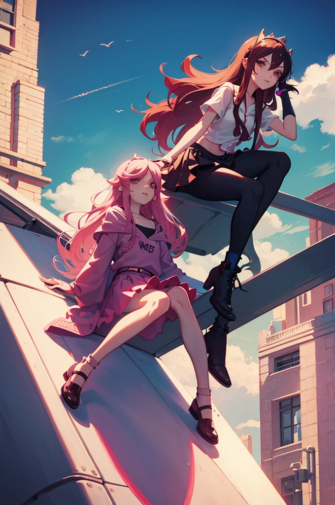 Princess Bubblegum and Marceline on top of a truck