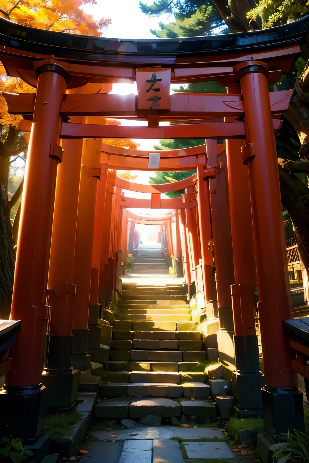 torii,null，High resolution, High resolution, 8K, Masterpiece 2:1,（ Shrines in Kyoto）Light