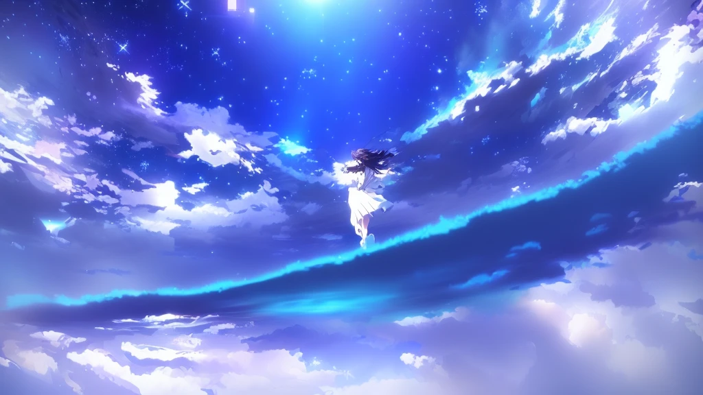 anime, A girl in a white dress floats in the water, Makoto Shinkai Cyril Rolland, anime girl walking on water, anime movie background, beautiful anime scene, today's featured anime still, anime film still, screenshot from the anime film, anime still film anime shikishi, star(null) starry_null