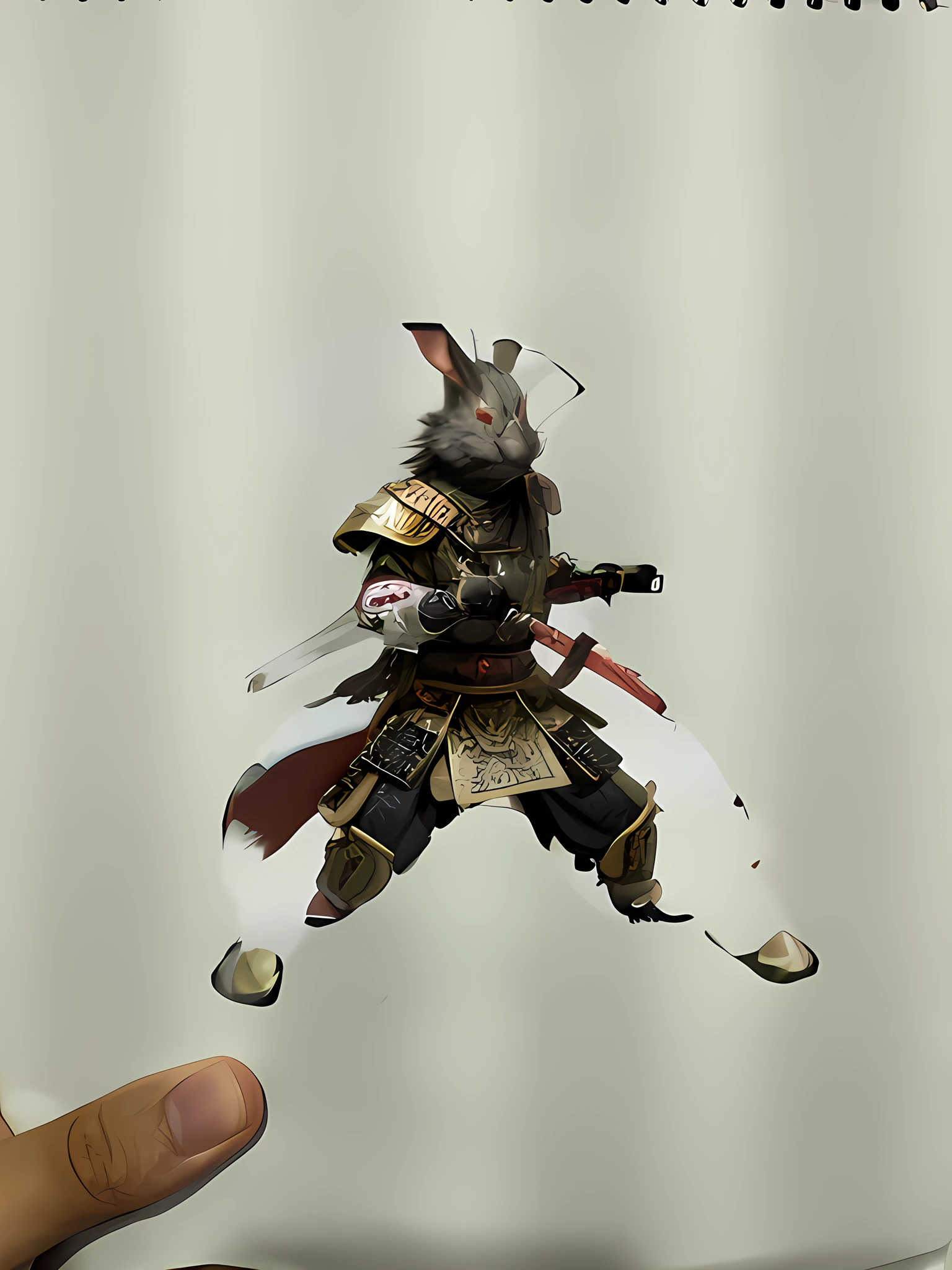 A samurai warrior rabbit on a battlefield