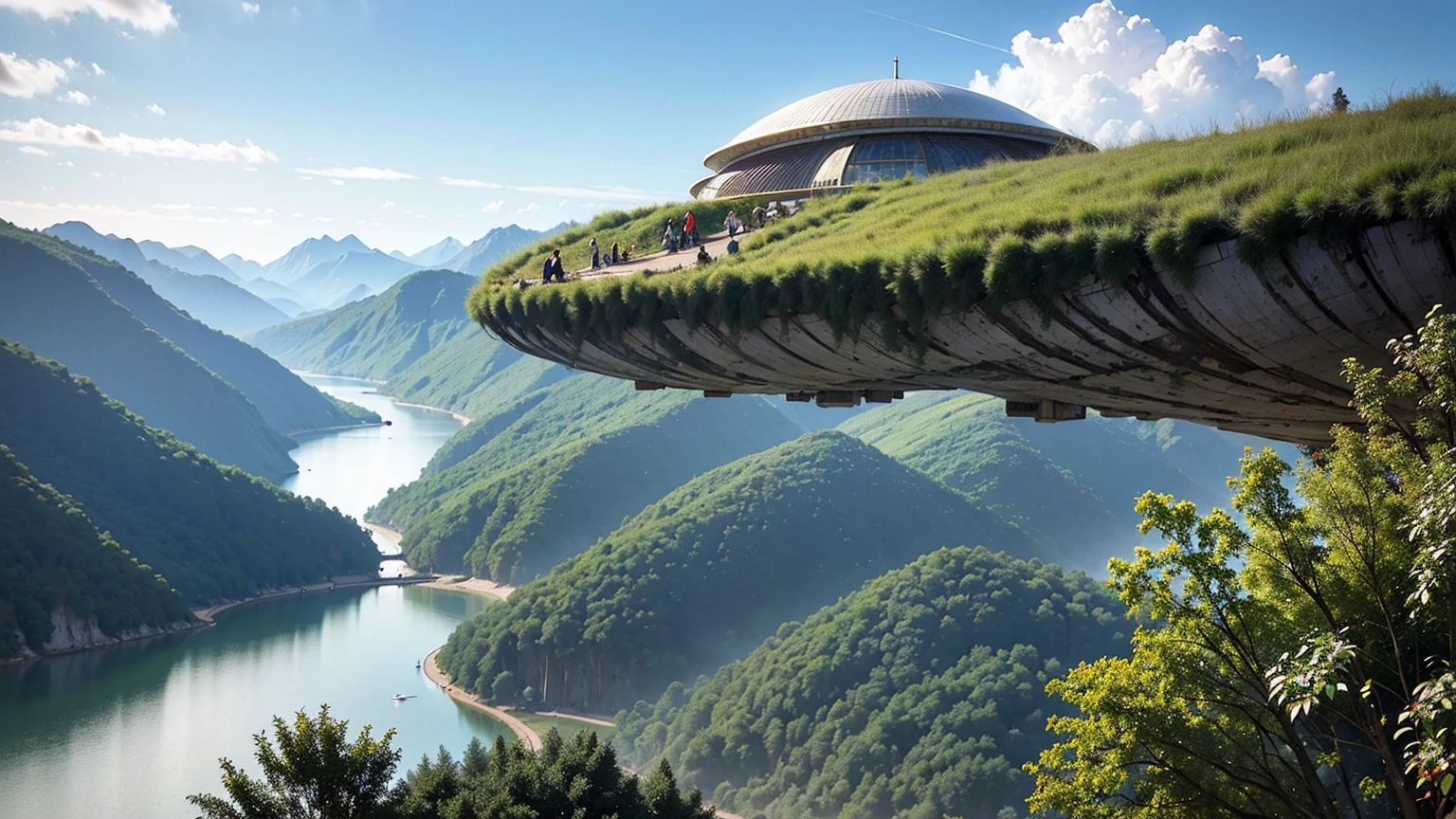 (Best quality,4K,8K,A high resolution,Masterpiece:1.2),Ultra-detailed,(Realistic,Photorealistic,photo-realistic:1.37),Futuristic floating city,Futuristic technology,Huge urban high-tech tablet platform,Airship,Floating in the sky,Futuristic city,Small airships around,High-tech hemispherical platform,Colorful lights,Advanced architecture,modernn architecture,skyscrapper,Access the cloud,Scenic beauty,view over city,Impressive design,Blend seamlessly with nature,energetic and vibrant atmosphere,Futuristic transportation system,Parking is suspended,Transparent path,Lush greenery,Sky gardens,cascading waterfalls,Magnificent skyline,reflections on the water,Sparkling river,Architectural innovation,futuristic skyscrapers,Transparent dome,The shape of the building is unusual,Elevated walkway,Impressive skyline,Glowing lights,Futuristic technology,Minimalist design,Scenic spots,Panoramic view,Cloud Piercing Tower,Vibrant colors,epic sunrise,epic sunset,Dazzling light display,magical ambiance,The future city,Urban Utopia,LuxuryLifestyle,Innovative energy,sustainable development,Smart city technology,Advanced infrastructure,Tranquil atmosphere,Nature and technology live in harmony,Awesome cityscape,Unprecedented urban planning,Architecture connects seamlessly with nature,High-tech metropolis,A cutting-edge engineering marvel,The future of urban living,Visionary architectural concept,Energy-efficient buildings,Harmony with the environment,A city floating above the clouds,Utopian dreams become reality,The possibilities are endless,State-of-the-art transportation network,Green energy integration,Innovative materials,Impressive holographic display,Advanced communication system,Breathtaking aerial view,Quiet and peaceful environment,Modernist aesthetics,Ethereal beauty