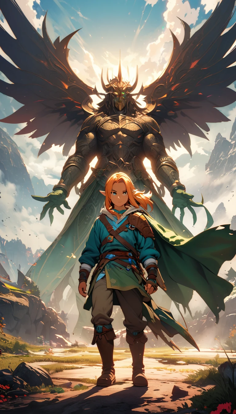 The Legend of Zelda,warrior,High Saturation,CG Art, Makoto Shinkai's photo, pure, Concept Art, Lofi Art style,Shinkai Makoto animation art style, Lofi Art, Beautiful anime scene, Anime Landscape, Detailed scenery, Makoto Shinkai's style, Makoto Shinkai's style, Enhance Details