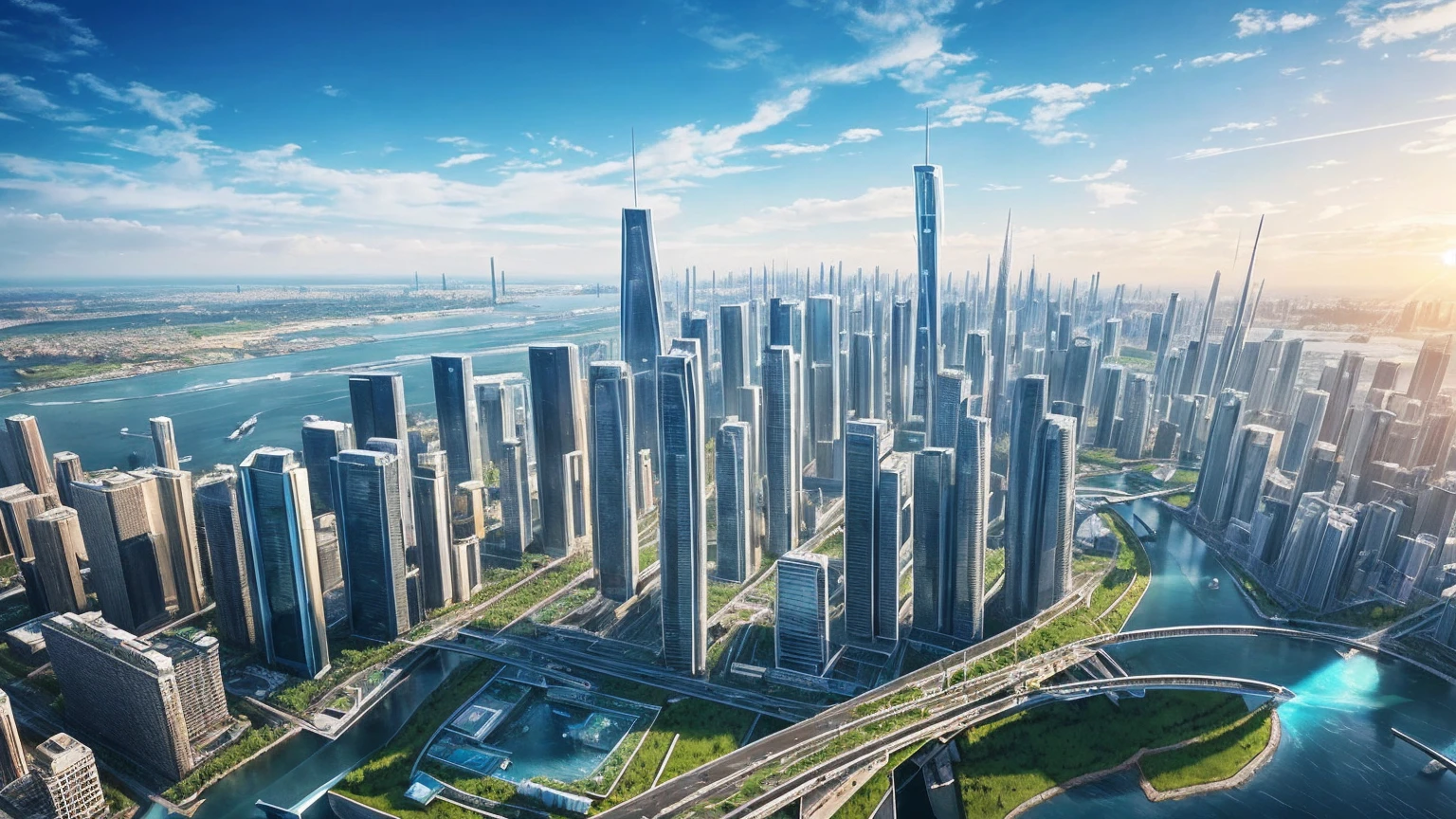 (Best quality,4K,8K,A high resolution,Masterpiece:1.2),Ultra-detailed,(Realistic,Photorealistic,photo-realistic:1.37),Futuristic floating city,Futuristic technology,Huge urban high-tech tablet platform,Airship,Floating in the sky,Futuristic city,Small airships around,High-tech hemispherical platform,Colorful lights,Advanced architecture,modernn architecture,skyscrapper,Access the cloud,Scenic beauty,view over city,Impressive design,Blend seamlessly with nature,energetic and vibrant atmosphere,Futuristic transportation system,Parking is suspended,Transparent path,Lush greenery,Sky gardens,cascading waterfalls,Magnificent skyline,reflections on the water,Sparkling river,Architectural innovation,futuristic skyscrapers,Transparent dome,The shape of the building is unusual,Elevated walkway,Impressive skyline,Glowing lights,Futuristic technology,Minimalist design,Scenic spots,Panoramic view,Cloud Piercing Tower,Vibrant colors,epic sunrise,epic sunset,Dazzling light display,magical ambiance,The future city,Urban Utopia,LuxuryLifestyle,Innovative energy,sustainable development,Smart city technology,Advanced infrastructure,Tranquil atmosphere,Nature and technology live in harmony,Awesome cityscape,Unprecedented urban planning,Architecture connects seamlessly with nature,High-tech metropolis,A cutting-edge engineering marvel,The future of urban living,Visionary architectural concept,Energy-efficient buildings,Harmony with the environment,A city floating above the clouds,Utopian dreams become reality,The possibilities are endless,State-of-the-art transportation network,Green energy integration,Innovative materials,Impressive holographic display,Advanced communication system,Breathtaking aerial view,Quiet and peaceful environment,Modernist aesthetics,Ethereal beauty