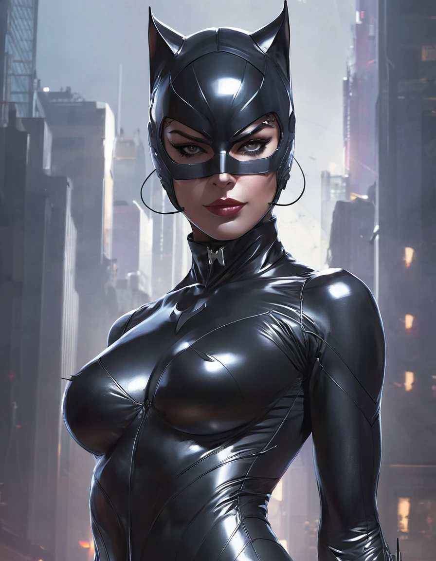 catwoman full body portrait, comic illustration in the style of Jim Lee --ar 2:3 --v 6.0 designed digital art, trending digital fantasy art,stephen lau and artgerm, as seen on artgerm, artgerm julie bell beeple, stanley artgerm lau, artgerm and ben lo, portrait of , artgerm on artstation pixiv