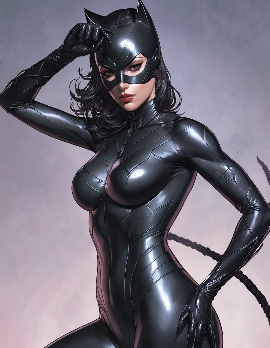 catwoman full body portrait, comic illustration in the style of Jim Lee --ar 2:3 --v 6.0 designed digital art, trending digital fantasy art,stephen lau and artgerm, as seen on artgerm, artgerm julie bell beeple, stanley artgerm lau, artgerm and ben lo, portrait of , artgerm on artstation pixiv