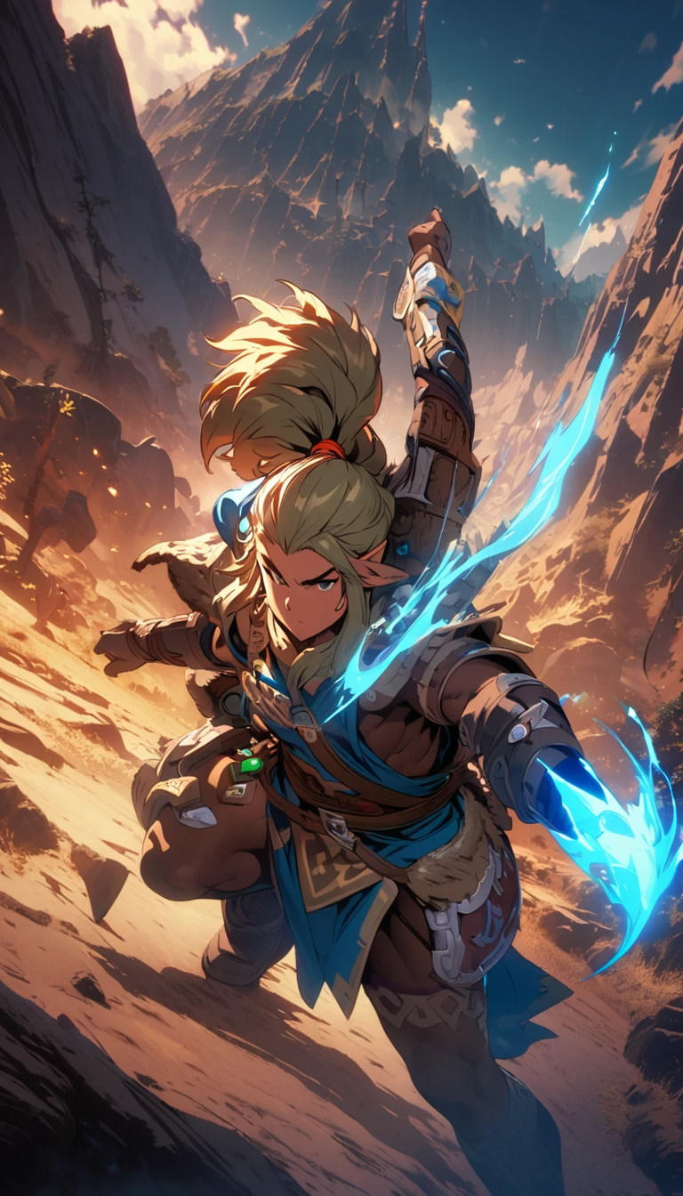 The Legend of Zelda,warrior,High Saturation,CG Art, Makoto Shinkai's photo, pure, Concept Art, Lofi Art style,Shinkai Makoto animation art style, Lofi Art, Beautiful anime scene, Anime Landscape, Detailed scenery, Makoto Shinkai's style, Makoto Shinkai's style, Enhance Details