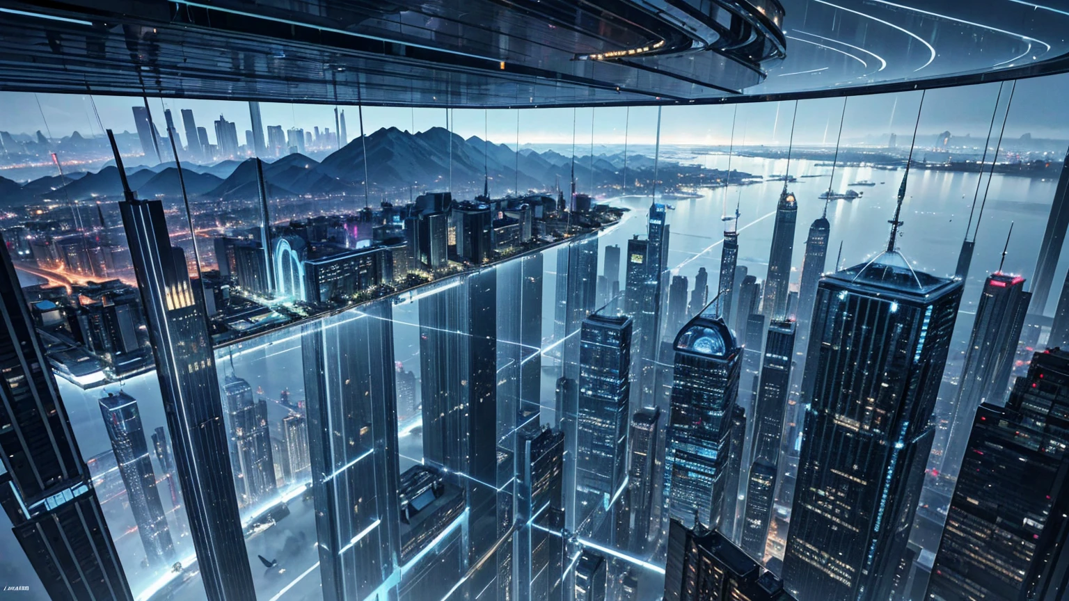 (Best quality,4K,8K,A high resolution,Masterpiece:1.2),Ultra-detailed,(Realistic,Photorealistic,photo-realistic:1.37),Futuristic floating city,Futuristic technology,Huge urban high-tech tablet platform,Airship,Floating in the sky,Futuristic city,Small airships around,High-tech hemispherical platform,Colorful lights,Advanced architecture,modernn architecture,skyscrapper,Access the cloud,Scenic beauty,view over city,Impressive design,Blend seamlessly with nature,energetic and vibrant atmosphere,Futuristic transportation system,Parking is suspended,Transparent path,Lush greenery,Sky gardens,cascading waterfalls,Magnificent skyline,reflections on the water,Sparkling river,Architectural innovation,futuristic skyscrapers,Transparent dome,The shape of the building is unusual,Elevated walkway,Impressive skyline,Glowing lights,Futuristic technology,Minimalist design,Scenic spots,Panoramic view,Cloud Piercing Tower,Vibrant colors,epic sunrise,epic sunset,Dazzling light display,magical ambiance,The future city,Urban Utopia,LuxuryLifestyle,Innovative energy,sustainable development,Smart city technology,Advanced infrastructure,Tranquil atmosphere,Nature and technology live in harmony,Awesome cityscape,Unprecedented urban planning,Architecture connects seamlessly with nature,High-tech metropolis,A cutting-edge engineering marvel,The future of urban living,Visionary architectural concept,Energy-efficient buildings,Harmony with the environment,A city floating above the clouds,Utopian dreams become reality,The possibilities are endless,State-of-the-art transportation network,Green energy integration,Innovative materials,Impressive holographic display,Advanced communication system,Breathtaking aerial view,Quiet and peaceful environment,Modernist aesthetics,Ethereal beauty