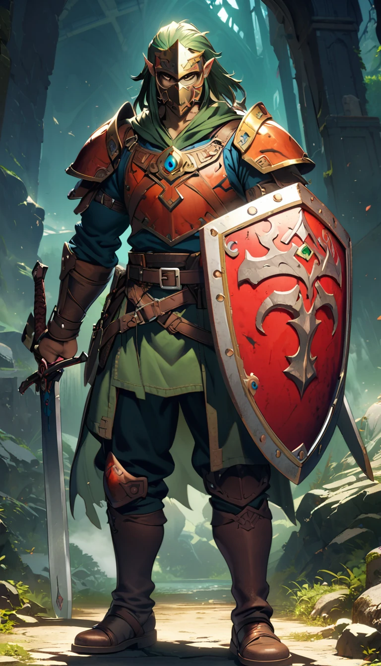 The Legend of Zelda,warrior,Sword and Shield,High Saturation,CG Art, Makoto Shinkai's photo, pure, Concept Art, Lofi Art style,Shinkai Makoto animation art style, Lofi Art, Beautiful anime scene, Anime Landscape, Detailed scenery, Makoto Shinkai's style, Makoto Shinkai's style, Enhance Details