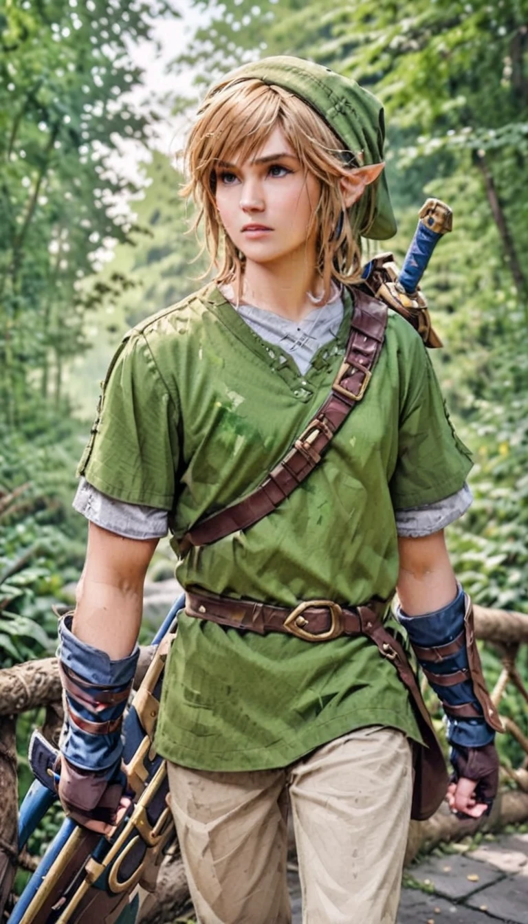  (link from the legend of zelda), (cowboy shot), (water colour: 1.2), blurry background, (best quality, 4k, 8k, highres, masterpiece: 1.2), ultra-detailed, (realistic, photorealistic, photo-realistic: 1.37), fantasy, adventure, high resolution