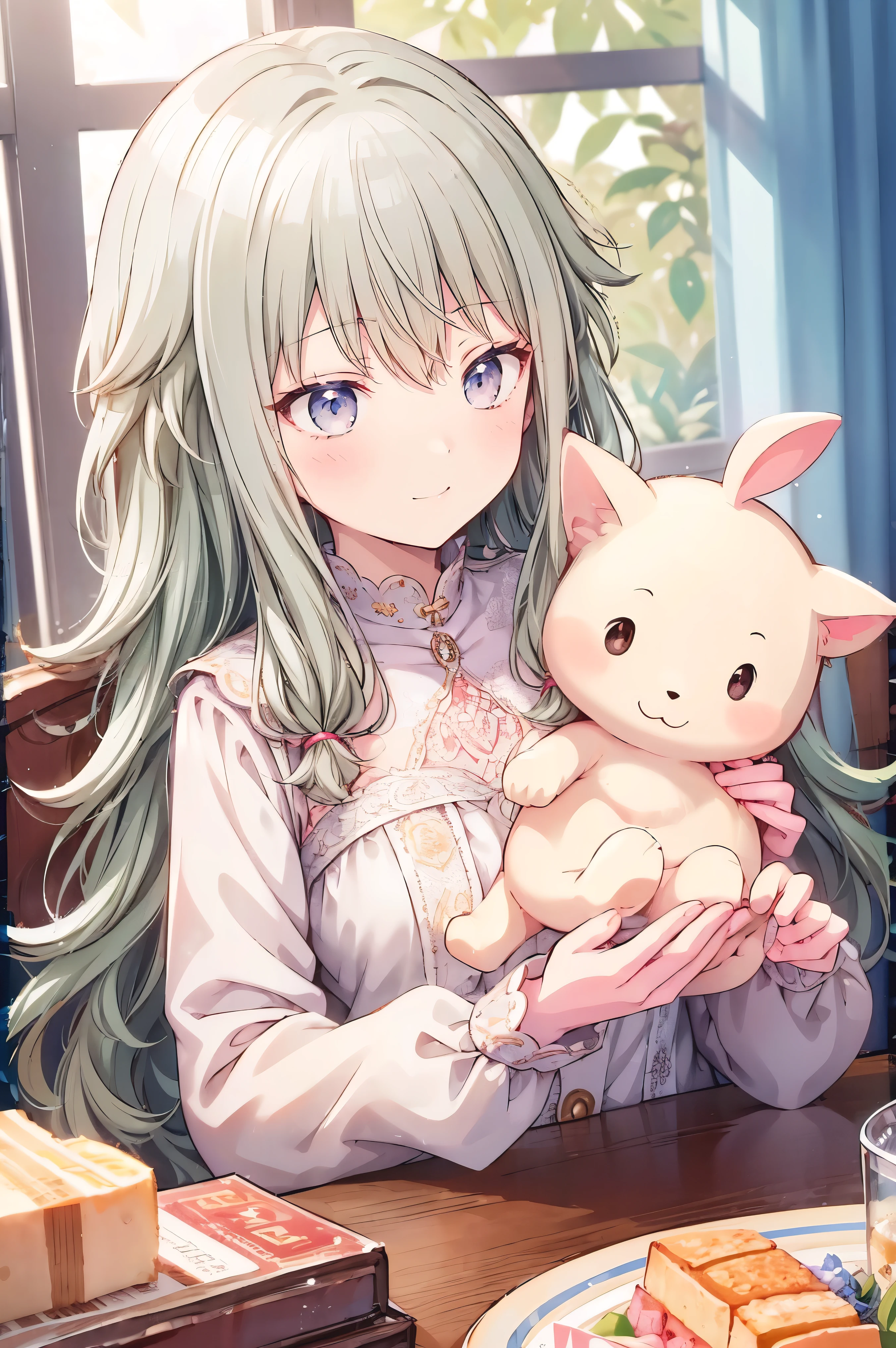 (Tabletop:1.2)、masterpiece、Best image quality、(Front facing)、smile,Face the camera、Fluffy hair、Delicate eyes、smile、A lovely big smile, 最high quality、girl、1 person、masterpiece, Most detailed, high quality、Shiny Hair、Very fine and beautiful bright eyeedium chest、nose blush、Very detailed, clear and beautiful face, Awards, (Anatomically correct)、Reach out