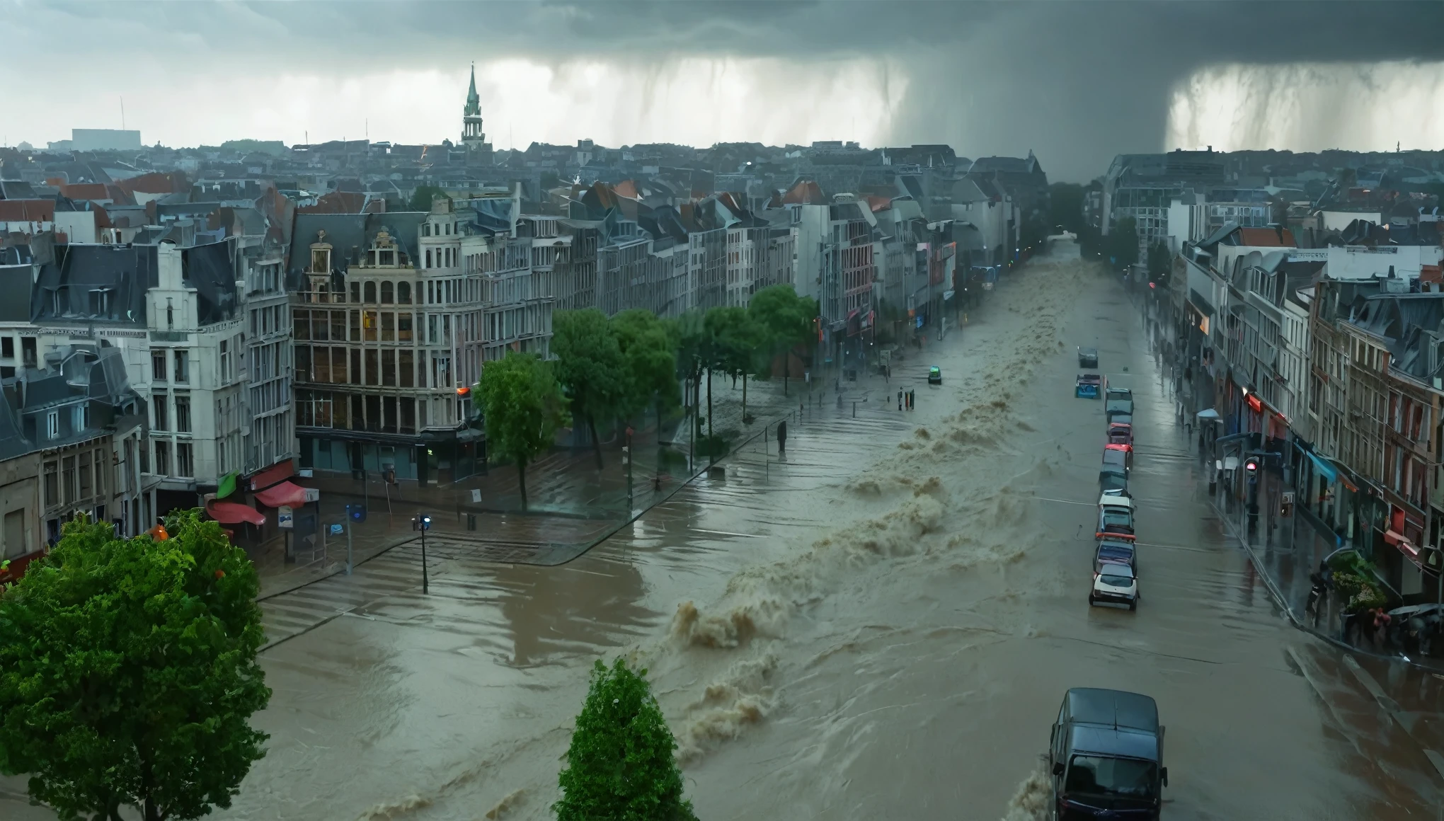 whoa, Dramatic moving image depicts an intense storm that hit Brussels, surprising residents of the Belgian capital with heavy rain and violent winds.