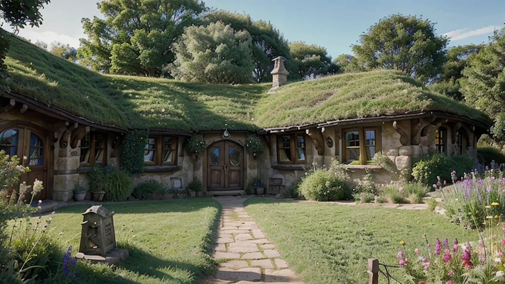 Hobbiton, Middle Earth, beautiful serene Hobbiton, Middle Earth, Middle Earth, the county, Middle Earth landscape, hobbit hole, county, hobbits, Hobbiton, Lord of the Rings style, the county castle, hobbit, inspired the lord of the rings