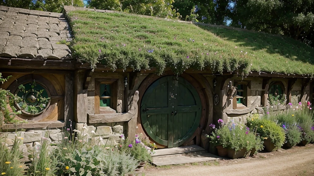 Hobbiton, Middle Earth, beautiful serene Hobbiton, Middle Earth, Middle Earth, the county, Middle Earth landscape, hobbit hole, county, hobbits, Hobbiton, Lord of the Rings style, the county castle, hobbit, inspired the lord of the rings