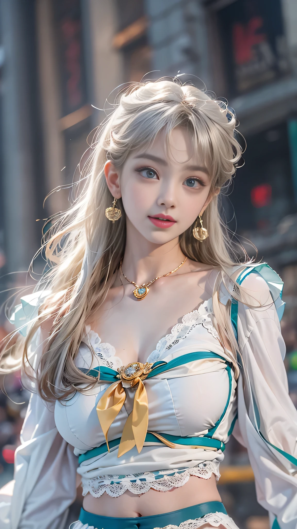 enlargement, divided, masterpiece, best quality, Almost perfect, (that&#39;make perfect:1.1), (high detail:1.1), drama, (1 person), Pale complexion, (long, pure white hair:1.4), white snow, Otto Sepalainen, alone, long white hair, white luxury suit, cover your belly button, snob, albinism, Luminous Studio graphics engine, pout, evil magician, volumetric lighting, delicate eyes, (8k wallpaper masterpiece), very detailed, intricate details, pixel perfect, rosette, fashion, side, looking at the audience, balenciaga style