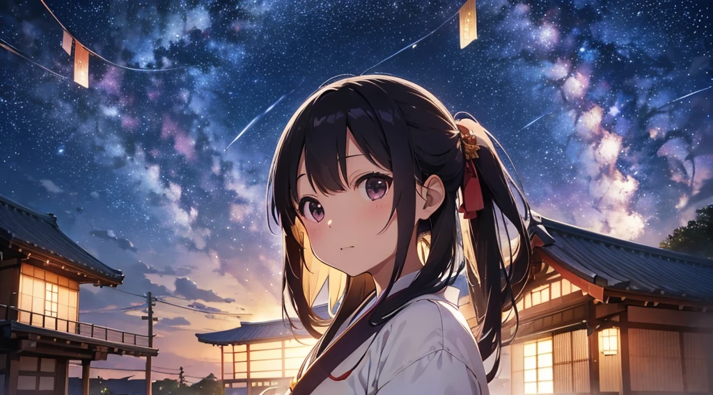 Tanabata of Japan、One person、bless、evening、Night Sky、milky way、painful、Looking up at the sky、love affair、Once a year、longing、wish、forever