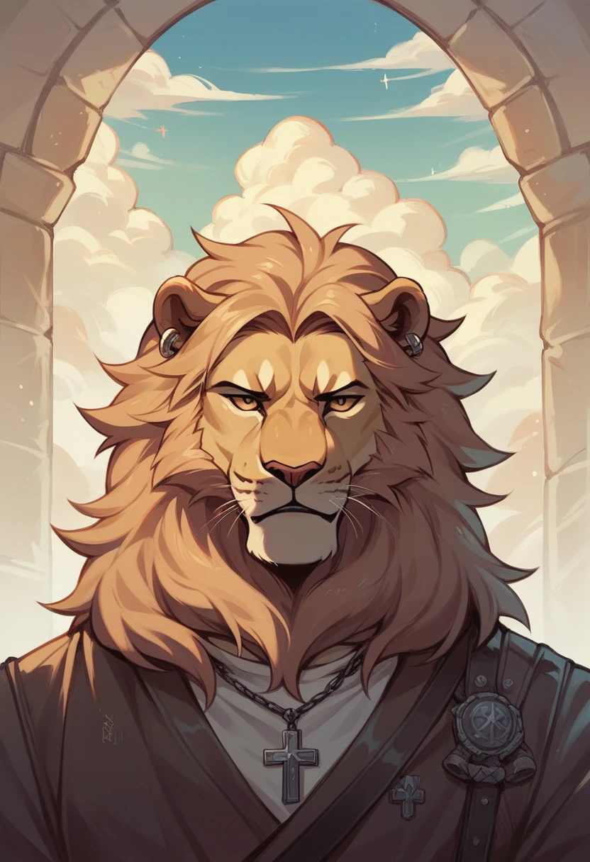 Create a picture of the lion of judah and the cross